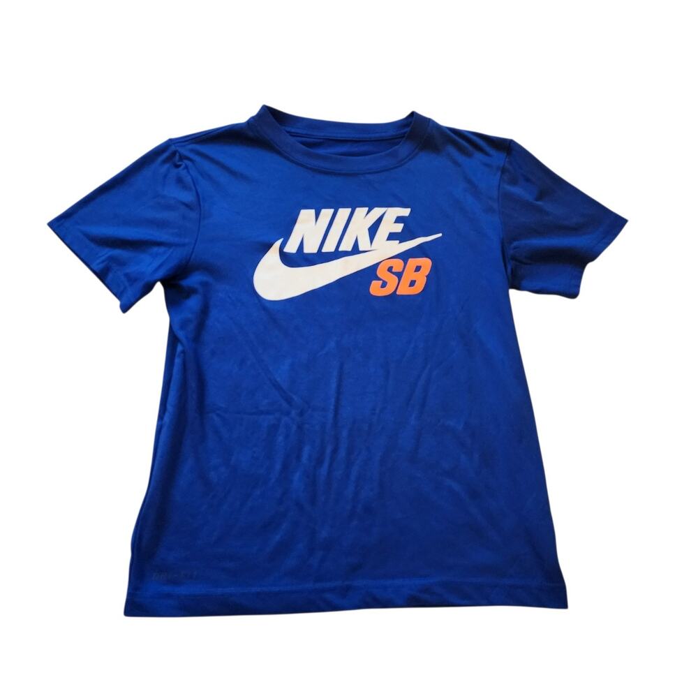 Nike SB Boys Athletic Shirt Size M Blue Short Sleeve Dri-Fit Lightweight Tee